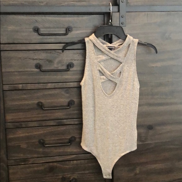 Express Tops - Express grey bodysuit